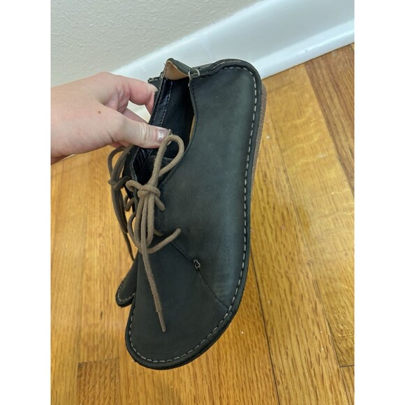Clarks Moccasin Lace-up Shoe Janey Mae Black Leather Women's 6.5 Eu 37 - Picture 3 of 5